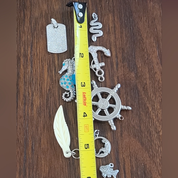 Assorted Silver-Tone and Ivory Pendants Nautical & Nature Mix, Lot Of 8 Jewlery - Picture 11 of 11